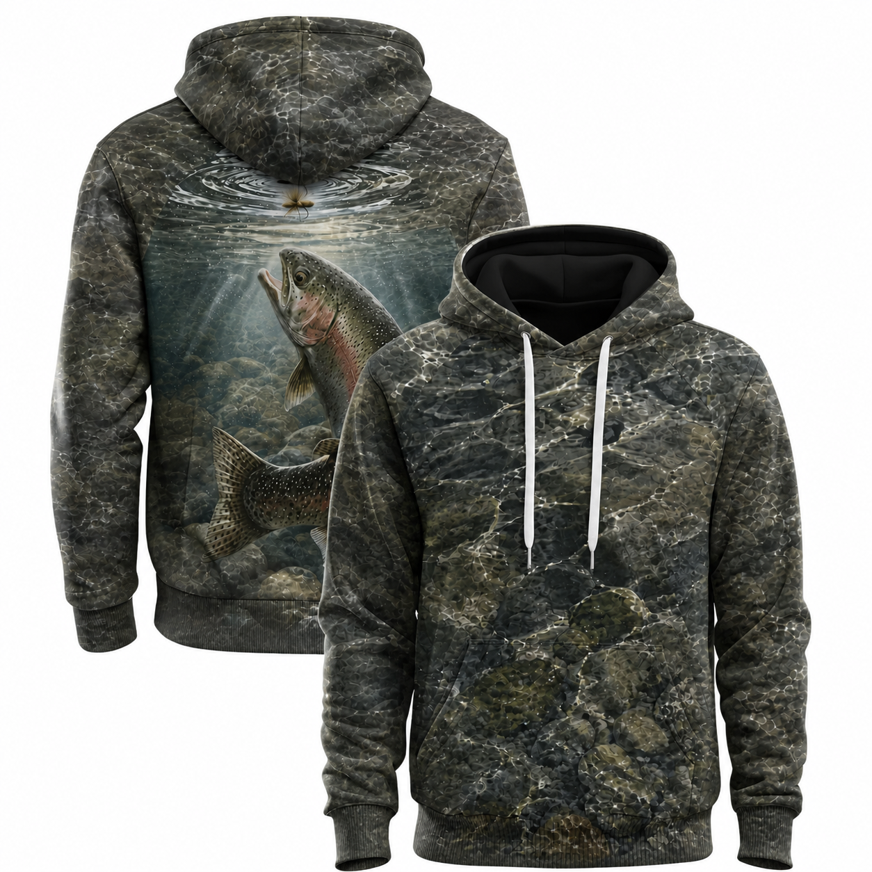 Rainbow Trout Fly Fishing 3D Hoodie – Camo Angler Gift