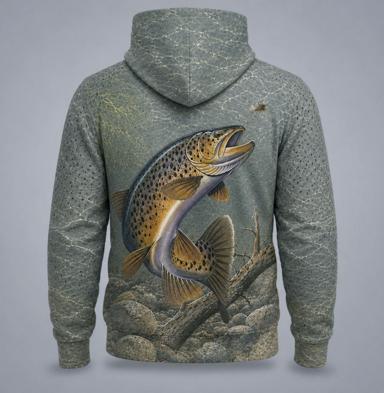 Brown Trout Fly Fishing 3D Hoodie – Angler Gift for Men