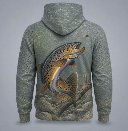 Brown Trout Fly Fishing 3D Hoodie – Angler Gift for Men