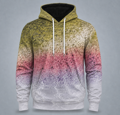 Rainbow Trout 3D Fishing Hoodie – Pink Angler Gift for Men