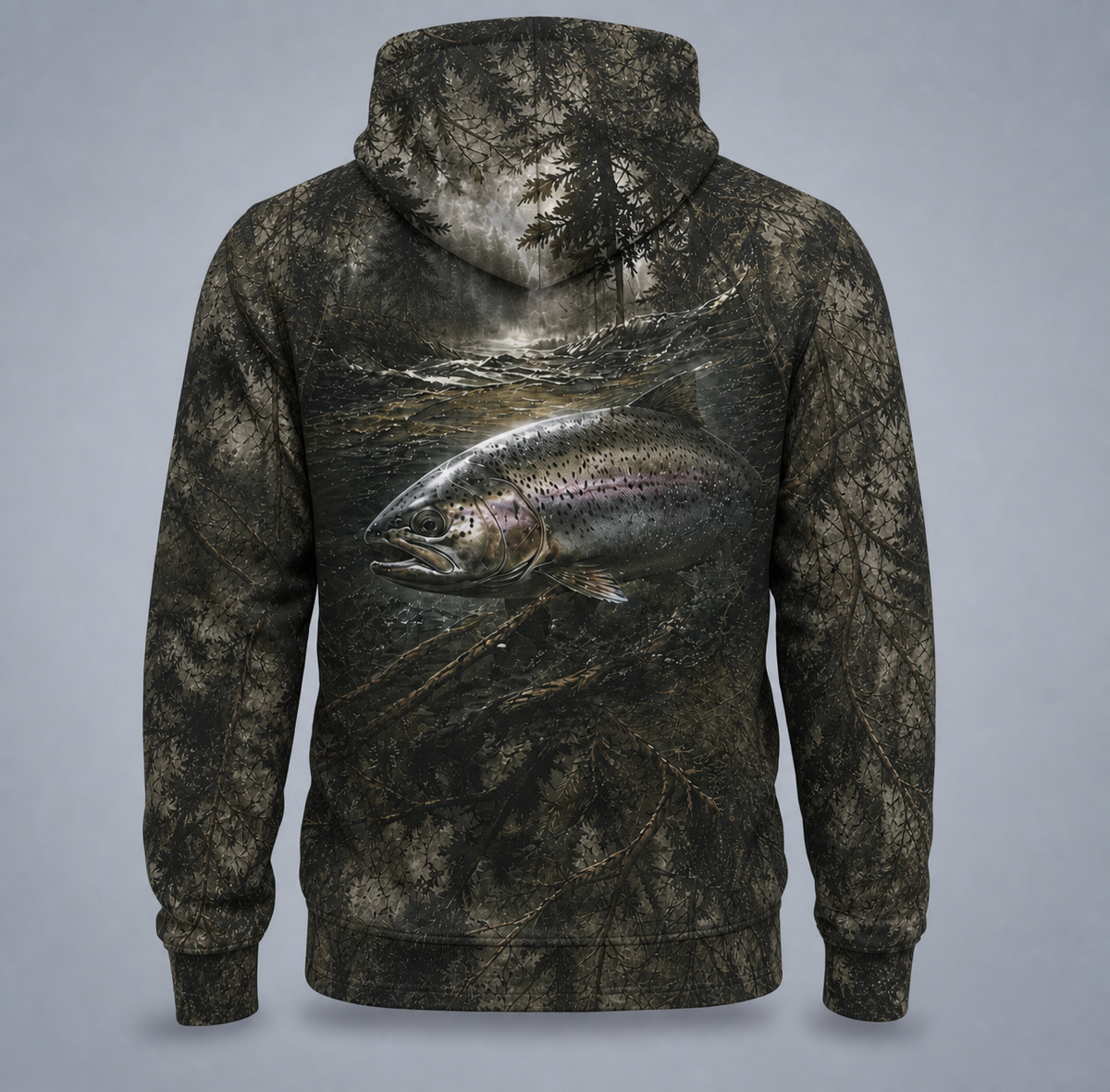 Rainbow Trout Realtree Camo 3D Fishing Hoodie for Men