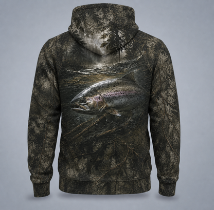 Rainbow Trout Realtree Camo 3D Fishing Hoodie for Men