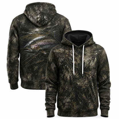 Rainbow Trout Realtree Camo 3D Fishing Hoodie for Men