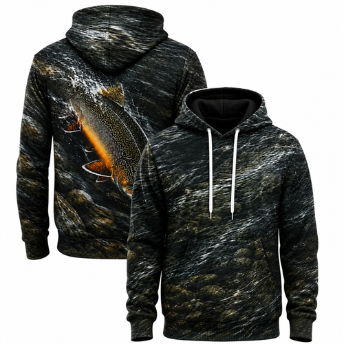 Brook Trout Splash 3D Fishing Hoodie – Dark River Angler