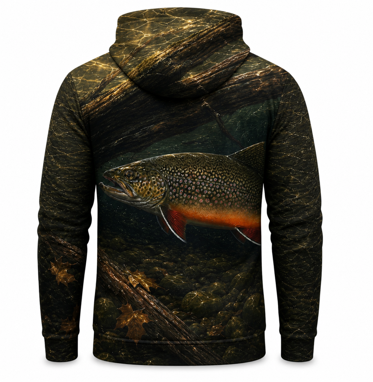 Brook Trout 3D Fishing Hoodie – Dark Forest Angler Gift