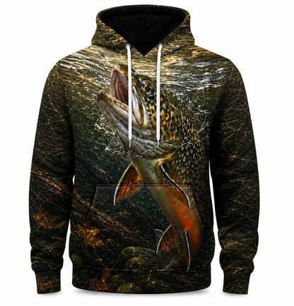 Brook Trout 3D Fishing Hoodie – Dark Forest Angler Gift