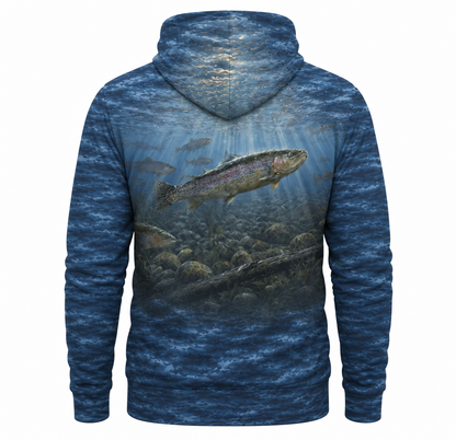 Rainbow Trout 3D Fishing Hoodie – Blue Water Angler Gift