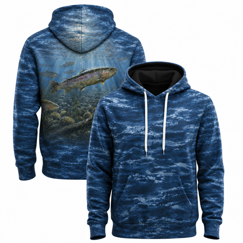 Rainbow Trout 3D Fishing Hoodie – Blue Water Angler Gift