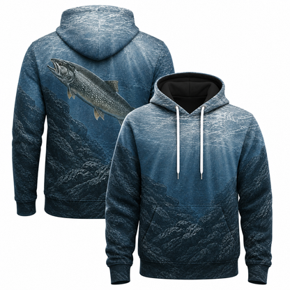 Lake Trout 3D Fishing Hoodie – Deep Rocky Water Gift