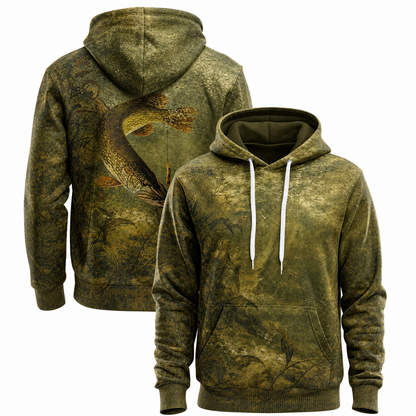 Northern Pike 3D Fishing Hoodie – Olive Swamp Angler Gift