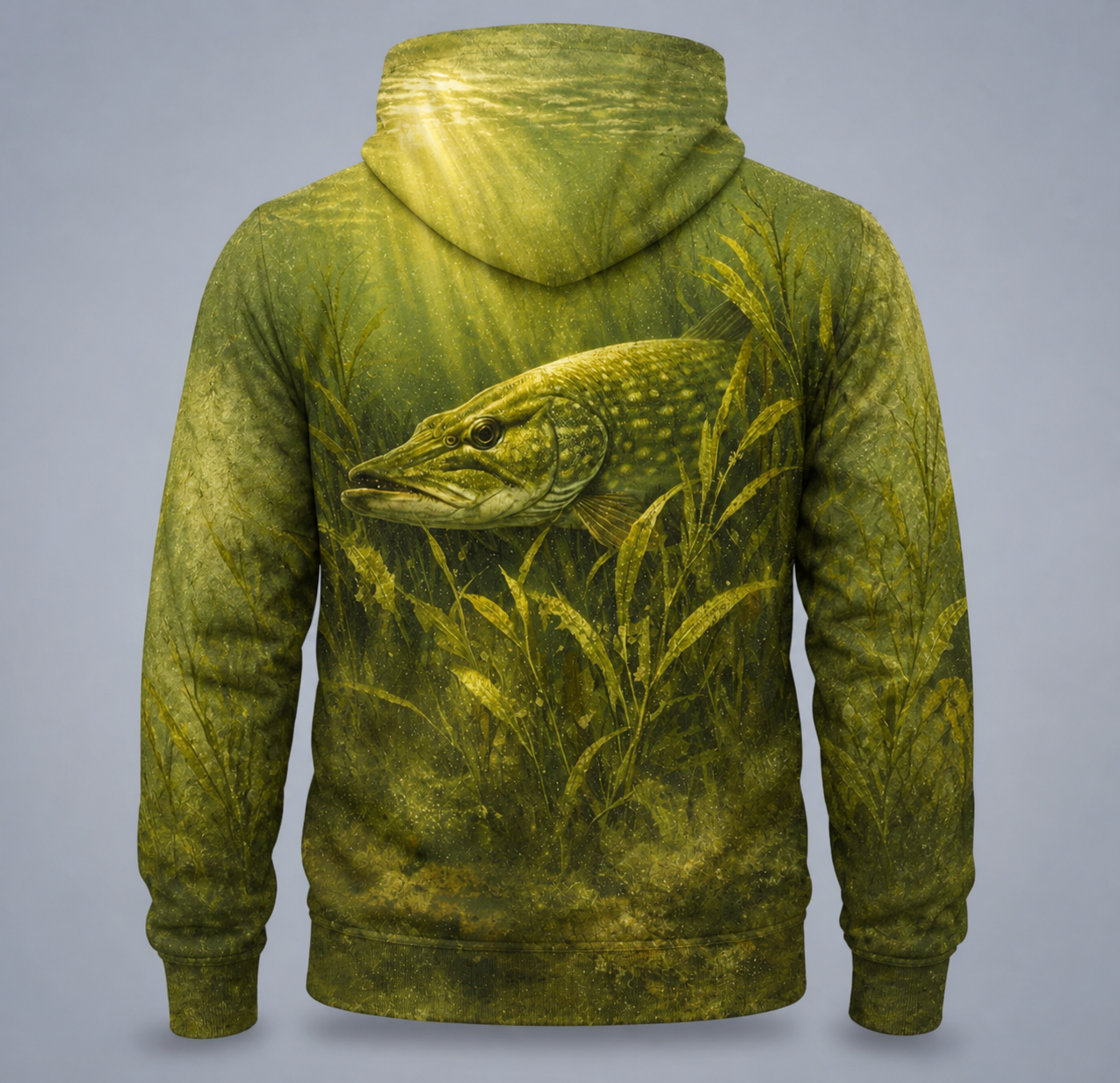 Northern Pike 3D Fishing Hoodie – Sunlit Weeds Angler Gift