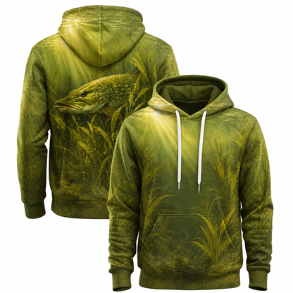 Northern Pike 3D Fishing Hoodie – Sunlit Weeds Angler Gift