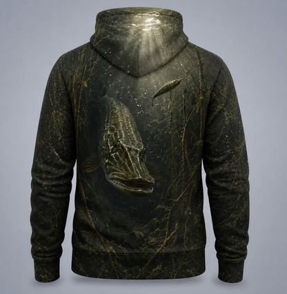 Northern Pike 3D Fishing Hoodie – Dark Swamp Lure Gift