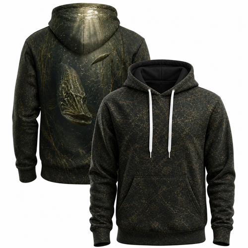 Northern Pike 3D Fishing Hoodie – Dark Swamp Lure Gift