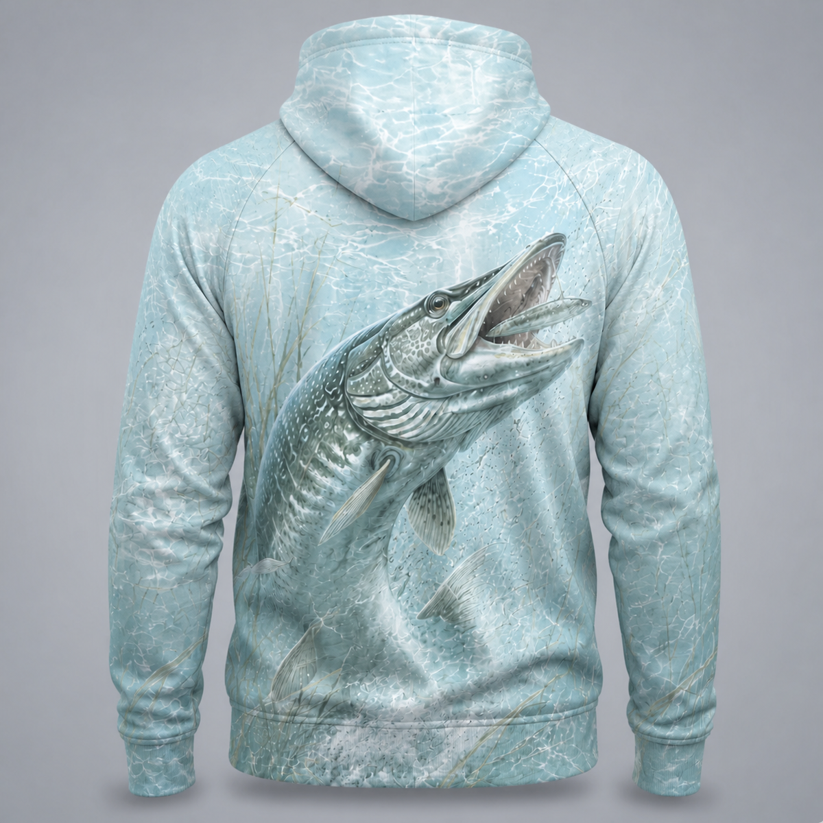 Northern Pike 3D Fishing Hoodie – Icy Water Baitfish Gift