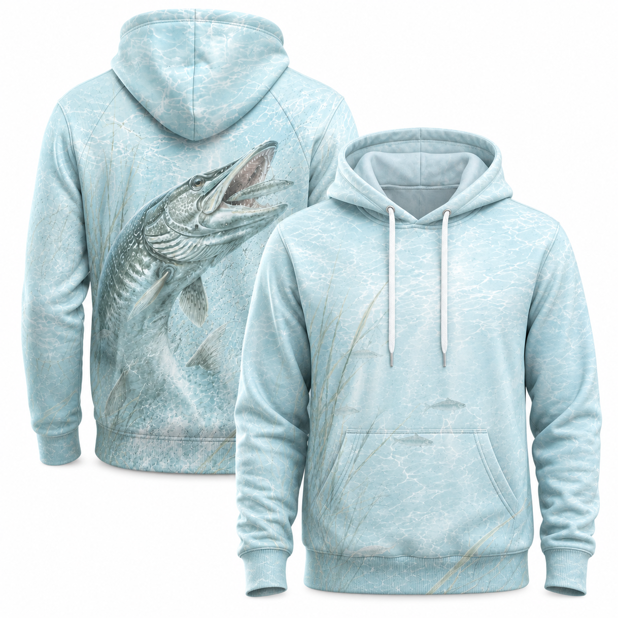 Northern Pike 3D Fishing Hoodie – Icy Water Baitfish Gift