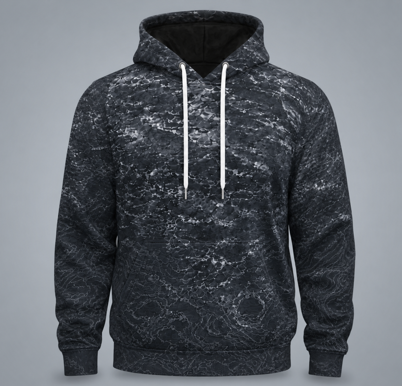 Muskie 3D Fishing Hoodie – Grayscale Storm Angler Gift