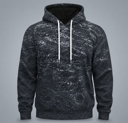 Muskie 3D Fishing Hoodie – Grayscale Storm Angler Gift
