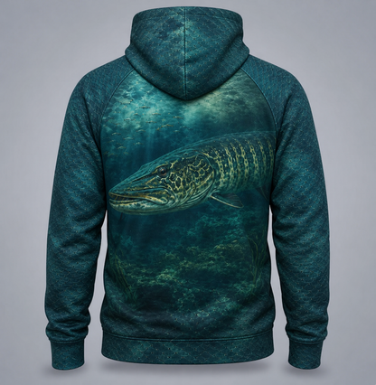 Northern Pike 3D Fishing Hoodie – Teal Scales Angler Gift