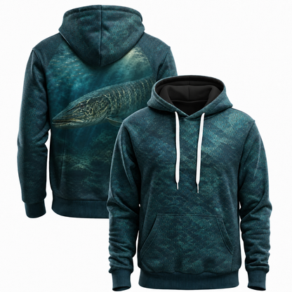 Northern Pike 3D Fishing Hoodie – Teal Scales Angler Gift