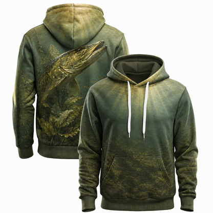 Northern Pike 3D Fishing Hoodie – Sunlit Weeds Angler Gift