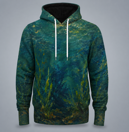 Muskie 3D Fishing Hoodie – Painterly Teal Angler Gift