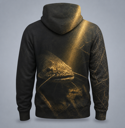 Catfish 3D Fishing Hoodie – Golden Underwater Angler Gift
