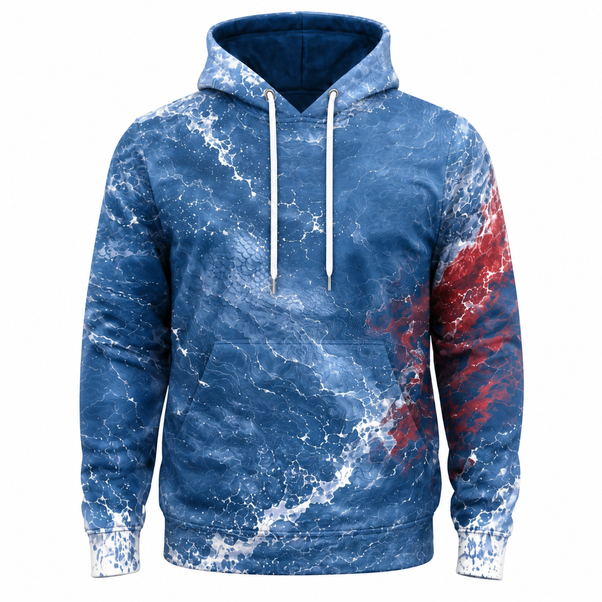 Catfish 3D Fishing Hoodie – Blue Red USA Angler Gift