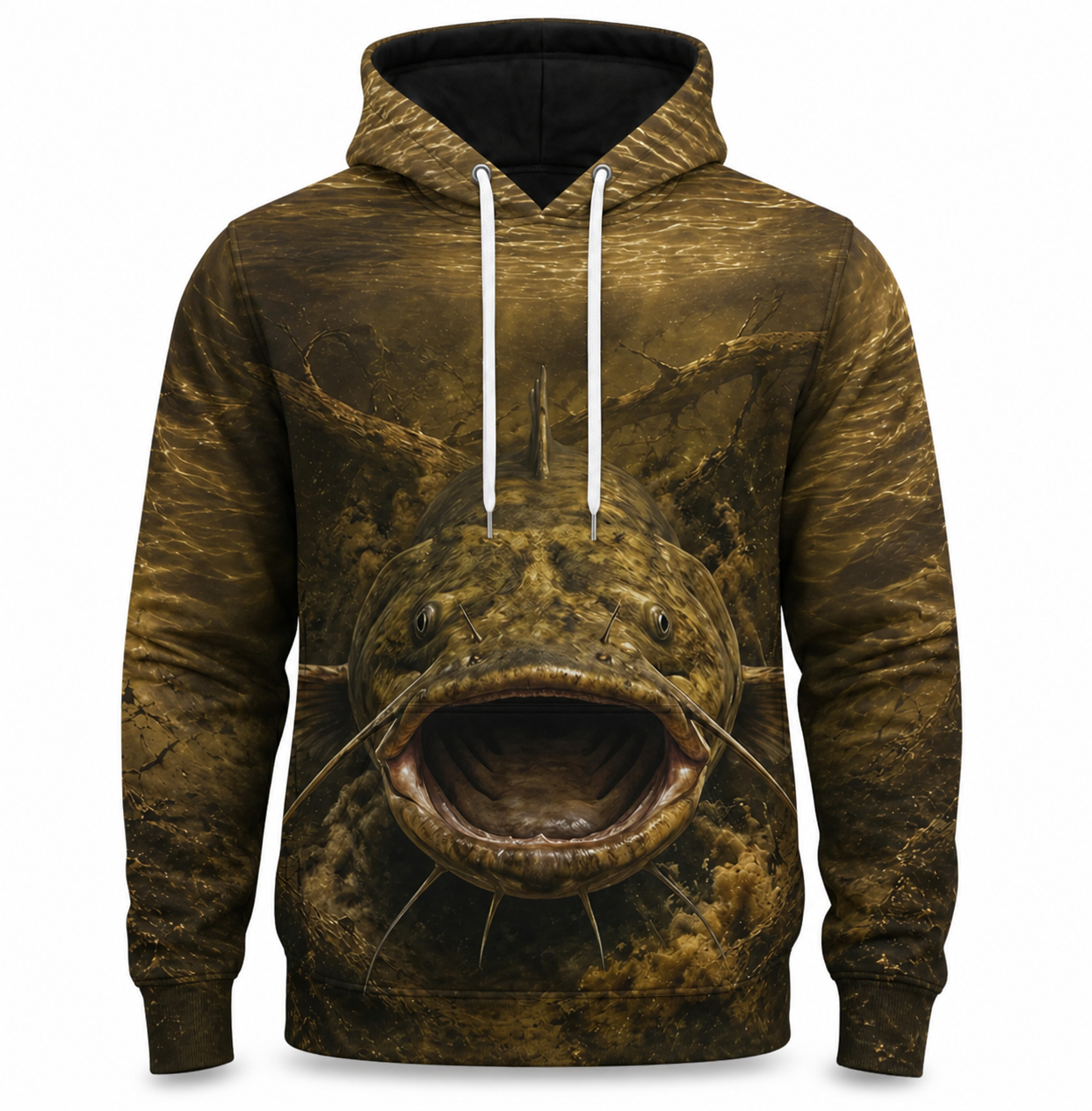 Catfish 3D Fishing Hoodie – Murky Water Angler Gift for Men
