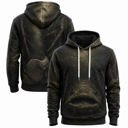Catfish 3D Fishing Hoodie – Dark Water Angler Gift for Men