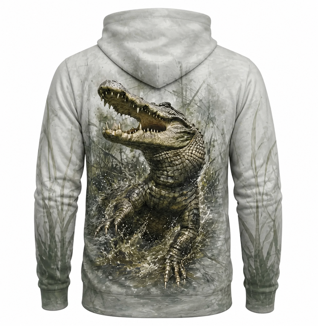 Alligator 3D Hoodie – Pale Marsh Swamp Hunting Gift for Men