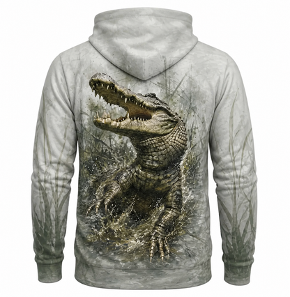 Alligator 3D Hoodie – Pale Marsh Swamp Hunting Gift for Men