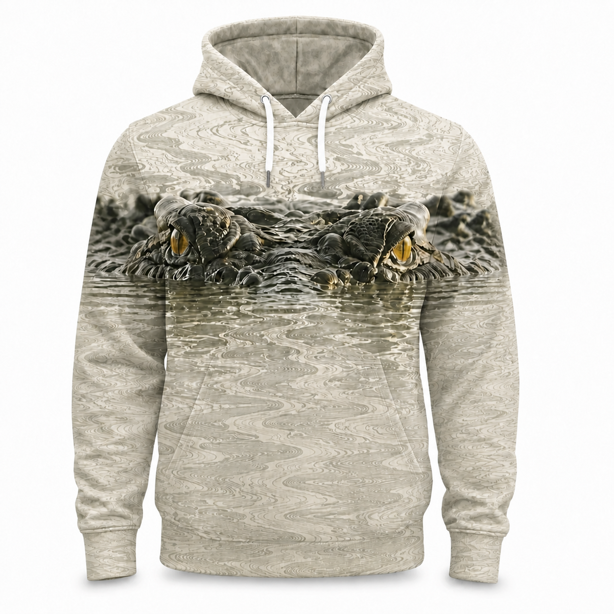 Crocodile 3D Hoodie – Ivory Water Eyes Hunting Gift for Men