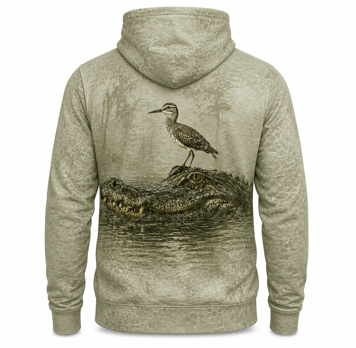 Crocodile 3D Hoodie – Ivory Marsh Bird Swamp Hunting Gift