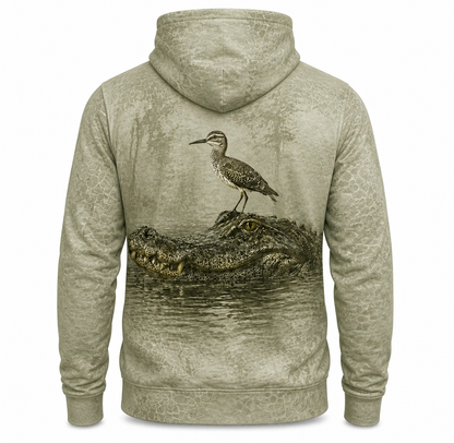 Crocodile 3D Hoodie – Ivory Marsh Bird Swamp Hunting Gift