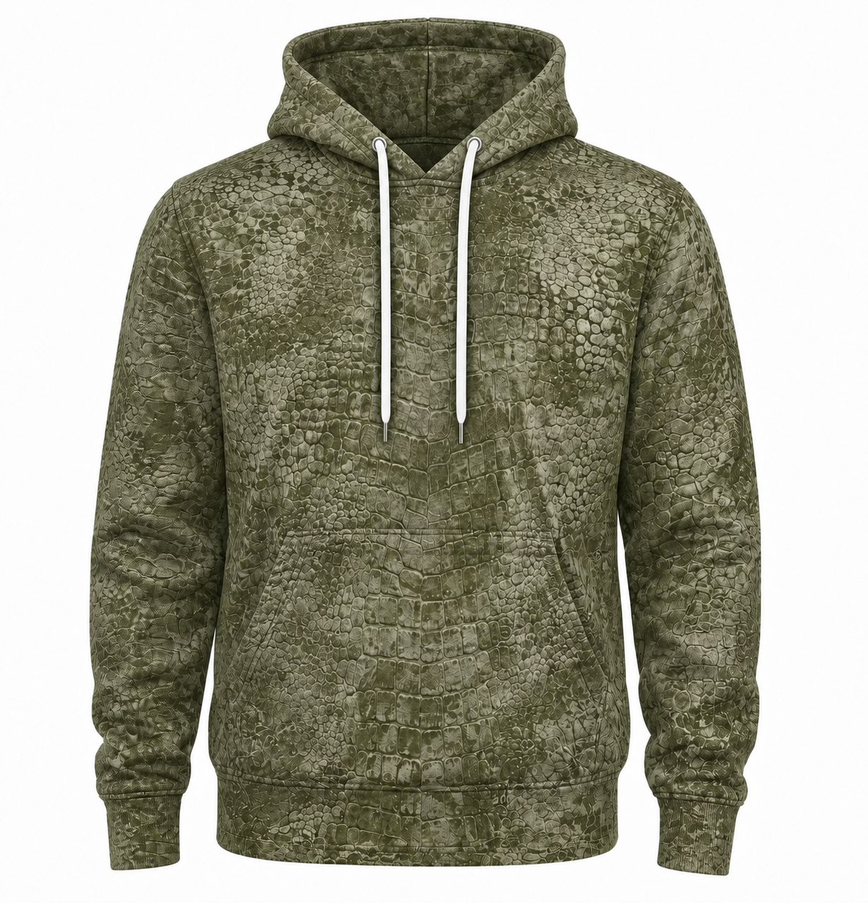 Crocodile 3D Hoodie – Olive Open Mouth Hunting Gift for Men