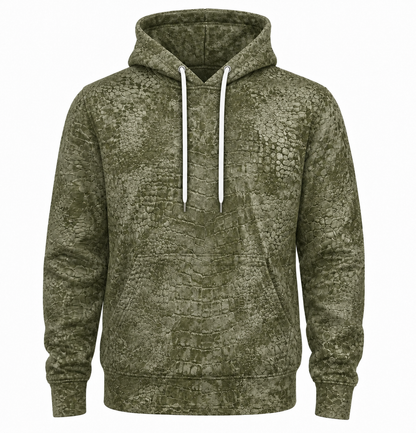 Crocodile 3D Hoodie – Olive Open Mouth Hunting Gift for Men