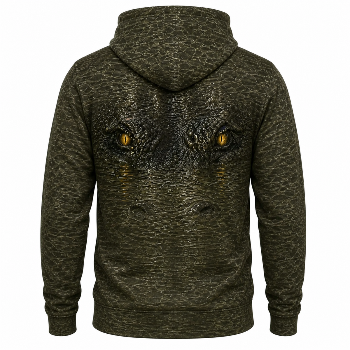 Crocodile 3D Hoodie – Dark Olive Eyes Swamp Hunting Gift