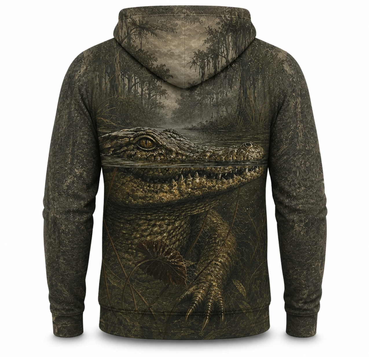 Crocodile 3D Hoodie – Bark Camo Swamp Hunting Gift for Men