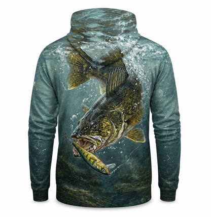 Walleye 3D Fishing Hoodie – Teal Crankbait Angler Gift