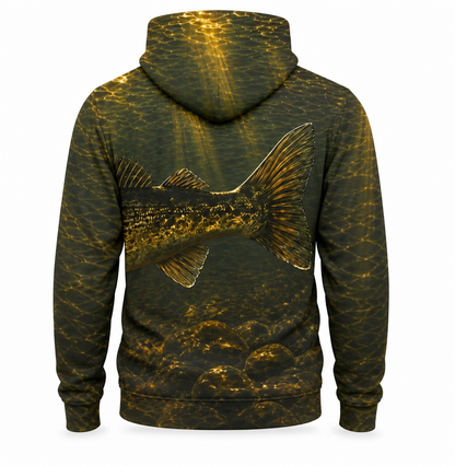 Walleye 3D Fishing Hoodie – Golden Underwater Angler Gift
