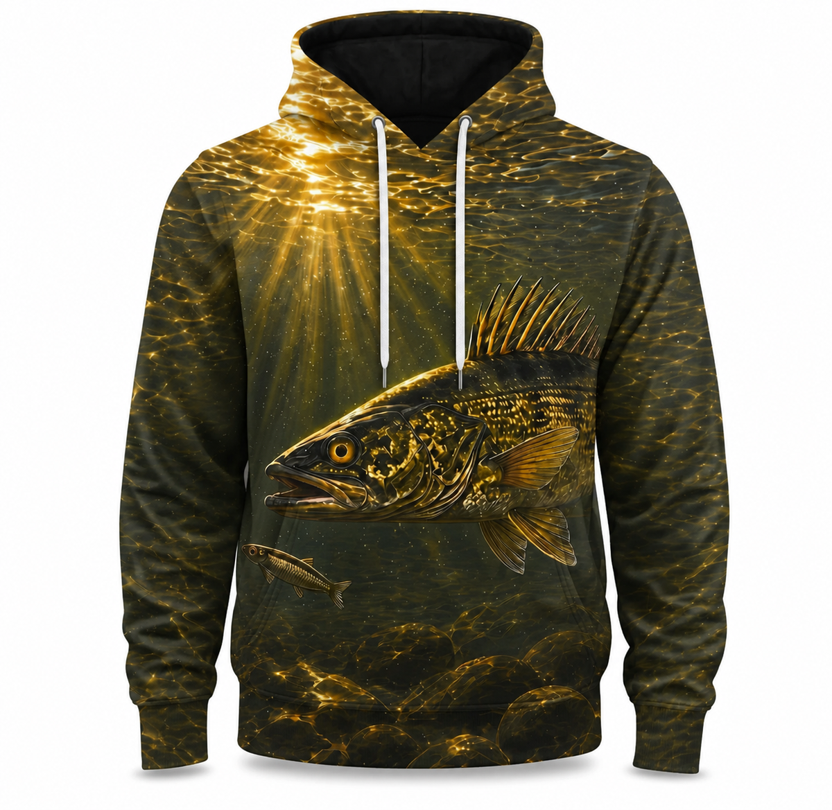 Walleye 3D Fishing Hoodie – Golden Underwater Angler Gift
