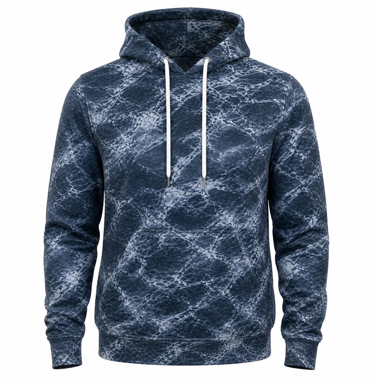Walleye 3D Fishing Hoodie – Navy Rockbed Angler Gift for Men