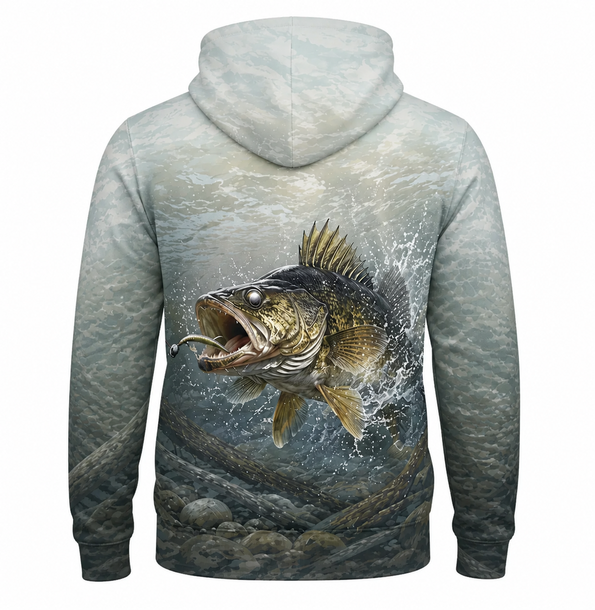 Walleye 3D Fishing Hoodie – Pale Splash Lure Angler Gift