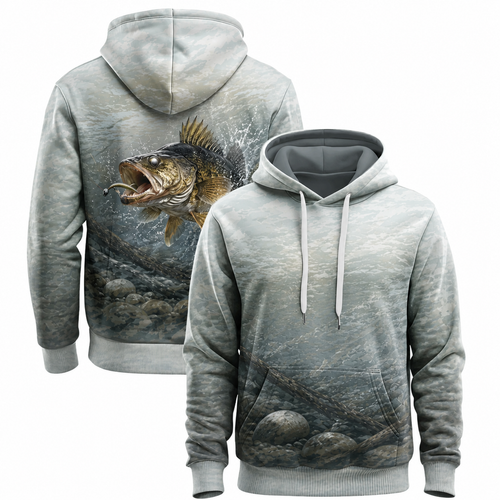 Walleye 3D Fishing Hoodie – Pale Splash Lure Angler Gift