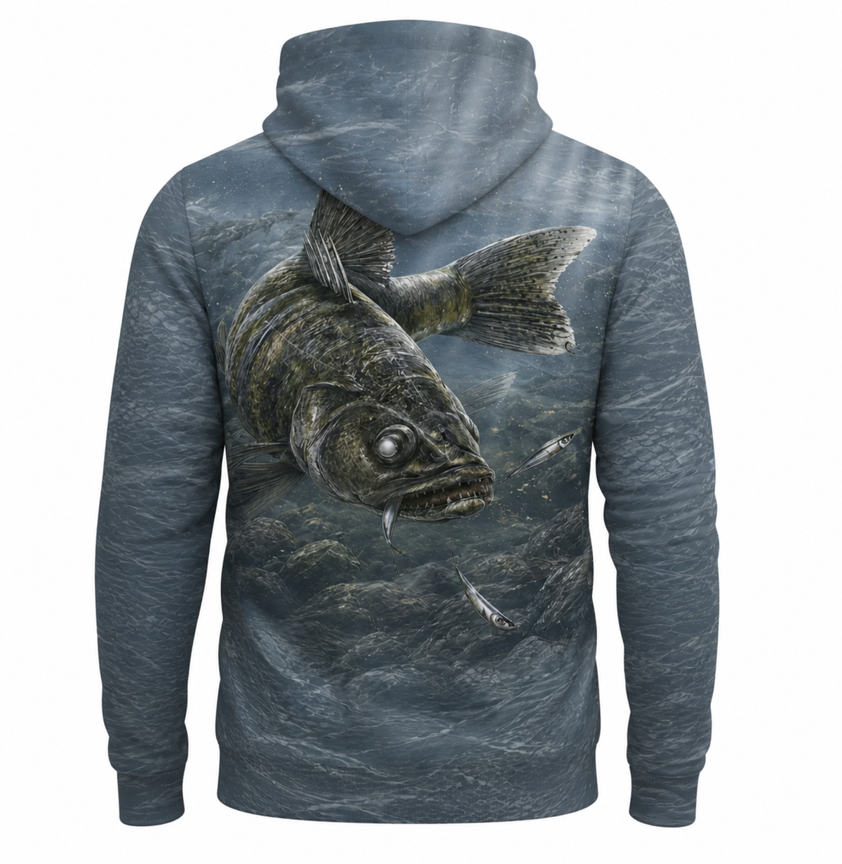 Walleye 3D Fishing Hoodie – Slate Baitfish Angler Gift