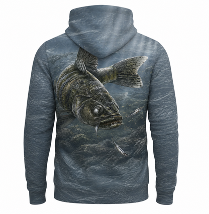 Walleye 3D Fishing Hoodie – Slate Baitfish Angler Gift