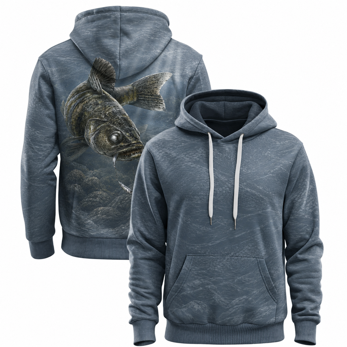 Walleye 3D Fishing Hoodie – Slate Baitfish Angler Gift