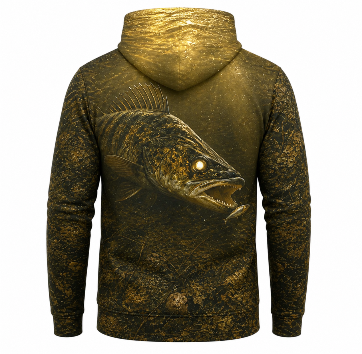 Walleye 3D Fishing Hoodie – Antique Leaf Camo Angler Gift
