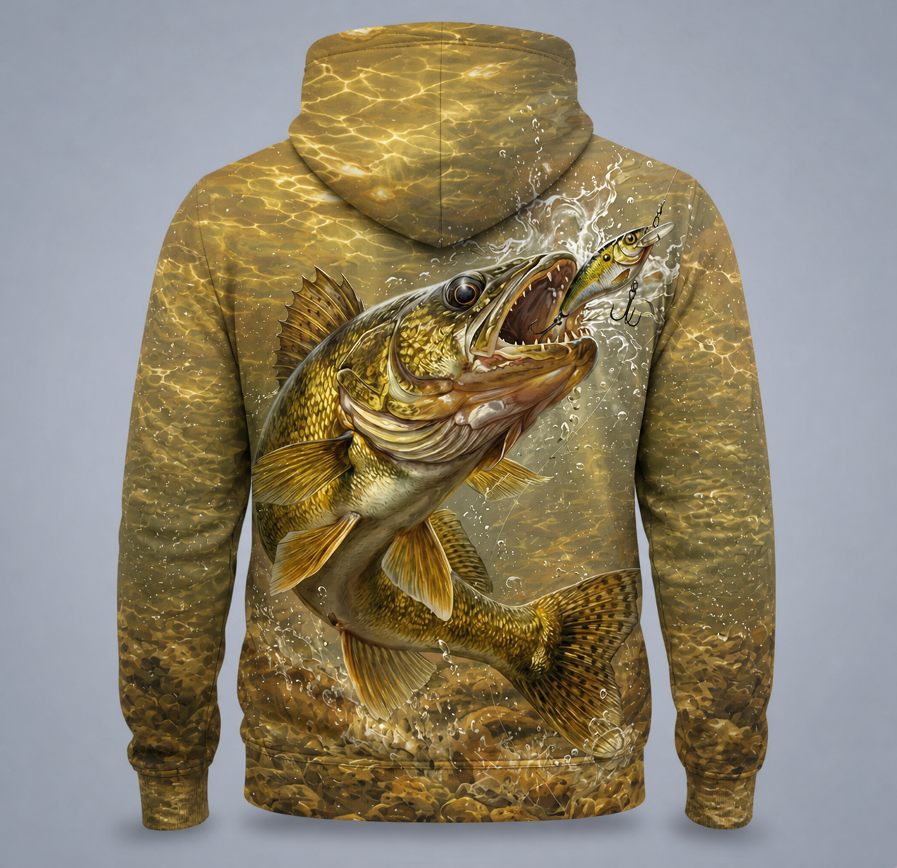 Walleye 3D Fishing Hoodie – Golden Lure Strike Angler Gift